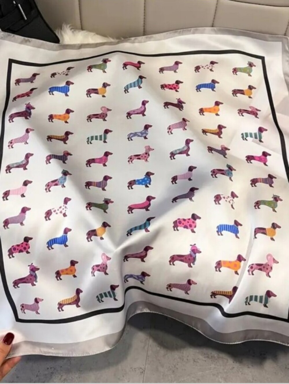 Silky Dachshund Print Dog Bandana Scarf -Multicolor  Head & Neck Scarf